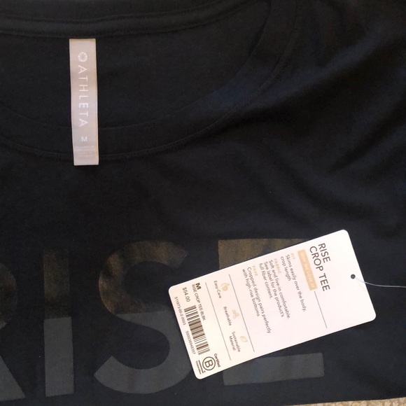 Last One❤️NWT ATHLETA RISE Crop Tee Top Shirt Black Medium - Picture 6 of 8